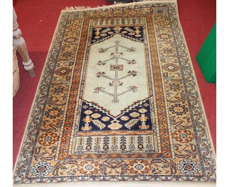 A Belgian woollen carpet in the Persian style, having a green ground and multiple trailing borders, 133 x 202cmCondition repo