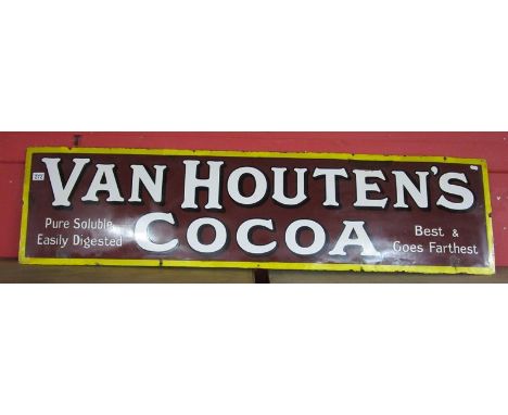 Enamel sign - Van Houten's Cocoa&nbsp;- Approx H:38 x W:153cm