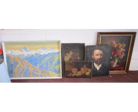 5 oil paintings to include portrait