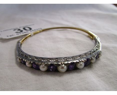 Amethyst &amp; pearl set bangle