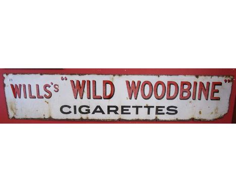 Enamel sign - Will's 'Wild Woodbine' Cigarettes&nbsp;- Approx H:38 x W:183cm