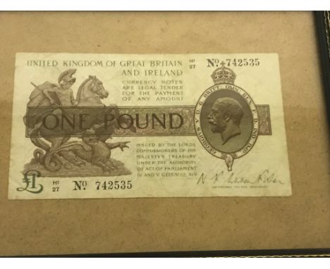 British £1 banknote signed by N K Warren Fisher No. 742535