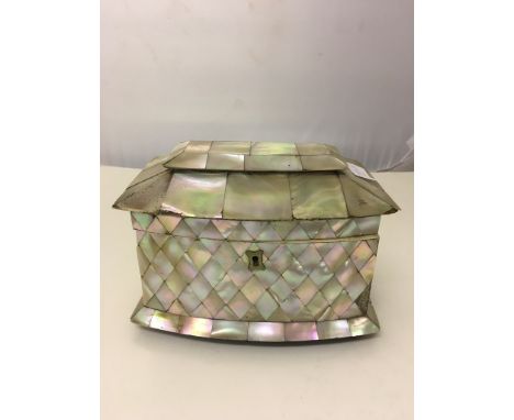 A 19th century mother-of-pearl tea caddy