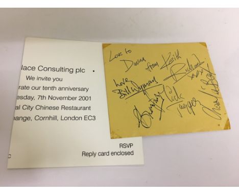 A Rolling Stones autograph obtained by the vendor from 'Ready, Steady, Go' in 1962, signed by Bill Wyman, Mick Jagger, Brian 