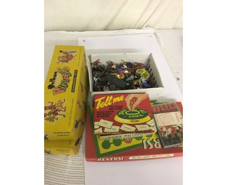 A quantity of toys to inc a Pelham puppet, soldiers, board games etc