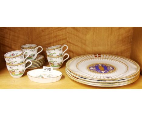 Four limited edition Spode cathedral plates together with a Spode Chelsea pattern part coffee set and a Wedgwood dish.