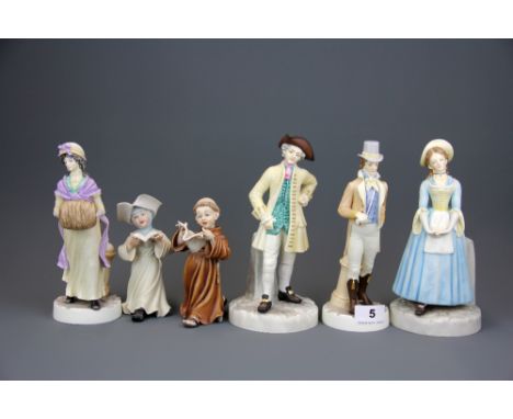 A group of four Royal Worcester figurines ' The Gallant's lady', ' Regency Lady', 'The Gallant', 'Regency Gentleman'  and a p