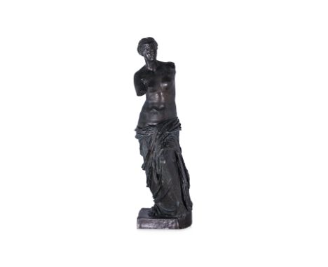 A LARGE FRENCH BARBEDIENNE BRONZE FIGURE OF VENUS DE MILO
Late 19th Century, Collas reduction technique cast by Barbedienne a