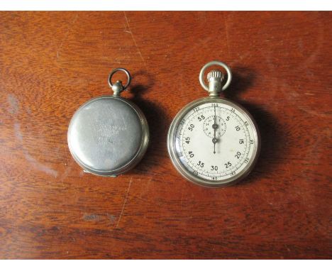 A silver plated cased stop watch, together with a silver plated cased compass