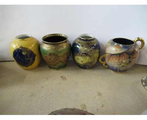 Four Carlton Ware vases, to include one decorated in the Moonlight Cameo Fairies pattern and a Carlton Ware table lamp