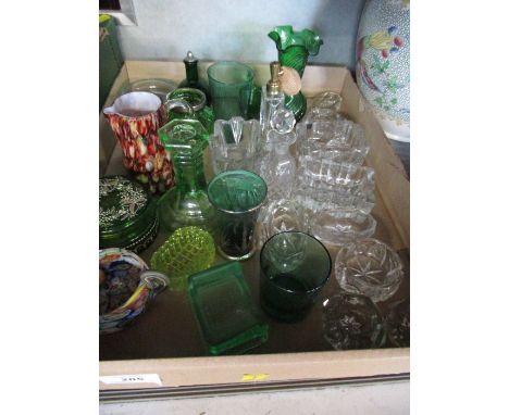 A collection of glassware to include green and uranium glass item