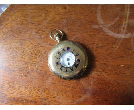 A George V 9ct gold Half Hunter pocket watch, the enamel dial with Roman numerals, subsidiary dial, and inscribed 'Thos Russe