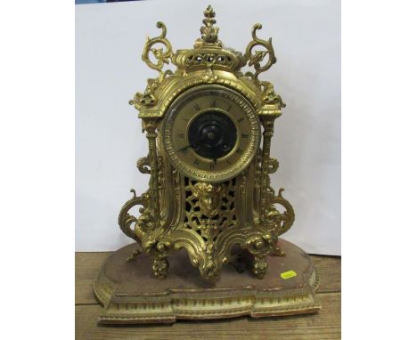 A Japy Frerers, gilt cased mantel clock, with gilt chapter ring, retailed by John Bennett Cheapside, height 15ins