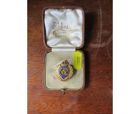 A gold and enamel Royal Engineers badge, stamped 14ct, weight 7.6g&nbsp;