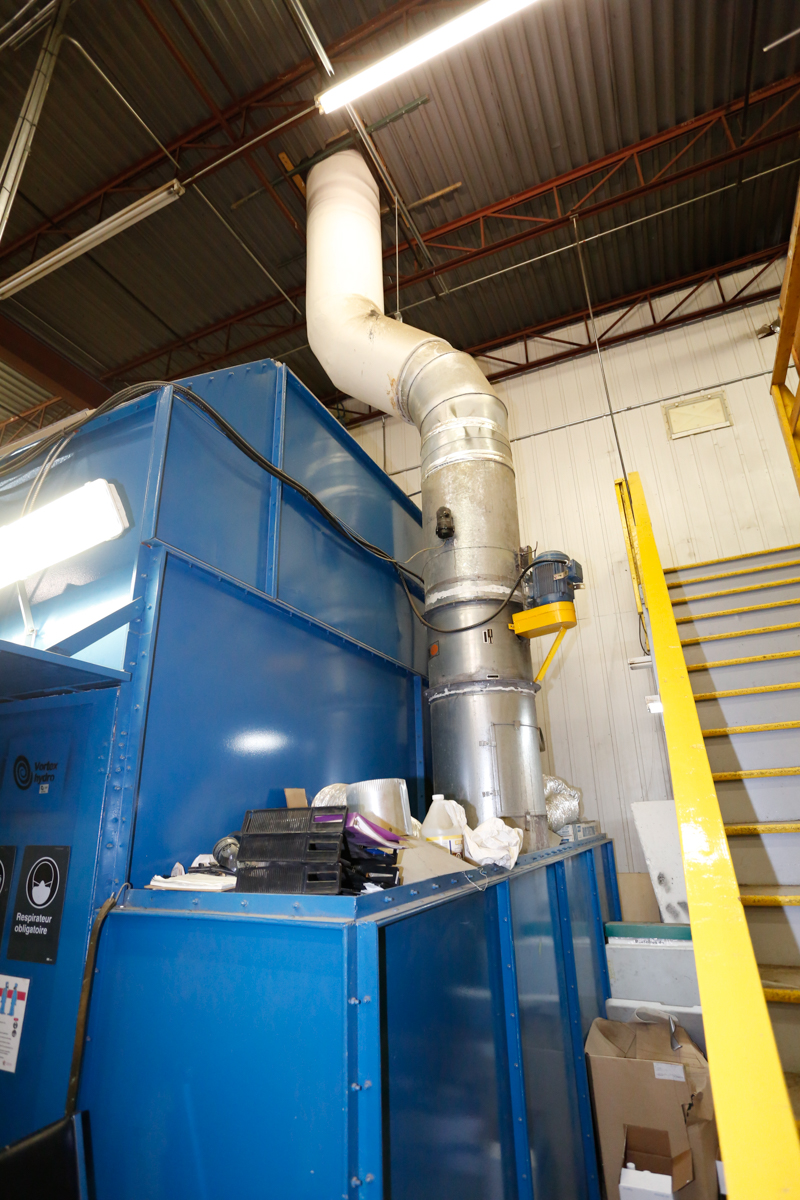 PAINT ROOM, 24' X 14' X 148" HIGH W/ BACKDRAFT EXHAUST SYSTEM