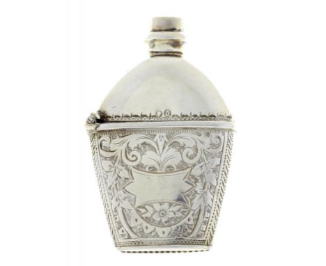 A VICTORIAN SILVER FLASK SHAPED NOVELTY VESTA CASE  5.2cm h, by Adie & Lovekin, Birmingham 1888, 8.4g++Slight play in hinge b