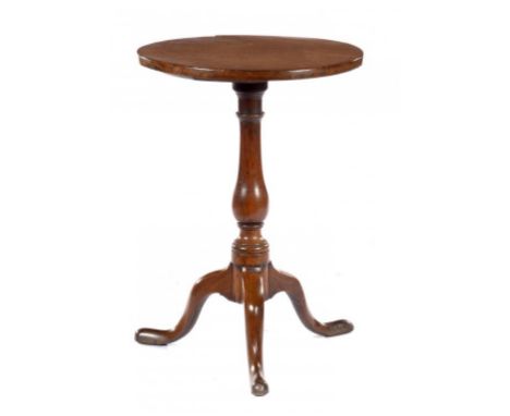 A GEORGE III ELM TRIPOD TABLE, EARLY 19TH C 67cm h, 49cm diam++Top with old shrinkage cracks but of good colour, somewhat fad