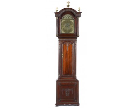 A MAHOGANY EIGHT DAY LONGCASE CLOCK JOSEPH KIRK SKEGBY, EARLY 18TH C AND LATER  the square brass dial with matted centre, rin