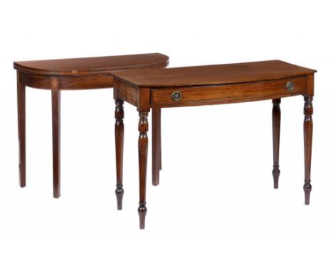 A GEORGE III MAHOGANY AND LINE INLAID TEA TABLE, EARLY 19TH C  the square tapered legs headed by satinwood lozenges, 73cm h; 