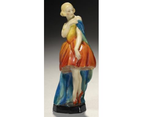 A ROYAL WORCESTER FIGURE OF COLUMBINE, MODELLED BY DORIS LINDNER, 1953  15.5cm h, printed mark and 2999, painted title in puc