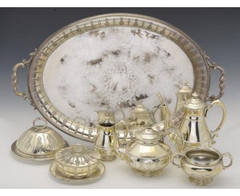 A VICTORIAN SILVER 'PAUL DE LAMERIE' TEA AND COFFEE SERVICE  with applied lambrequins alternating with strapwork, comprising 