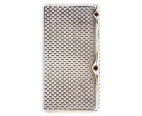 A CONTINENTAL SILVER COMBINED CIGARETTE AND VESTA CASE WITH 'INVISIBLE' LID, C1910 having integral hinge and engine turned ov
