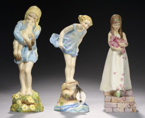 THREE ROYAL WORCESTER FIGURES OF SEA-BREEZE, SPRING AND THE BRIDESMAID, ALL MODELLED BY F G DOUGHTY, 1937, 38 AND 41 20-22.5c