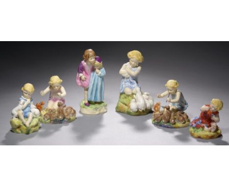 SIX ROYAL WORCESTER FIGURES AND A GROUP, MODELLED BY F G DOUGHTY, 1932-40 comprising Mischief, My Favourite, The Dandelion, A
