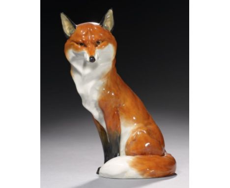 A ROYAL WORCESTER MODEL OF A FOX, BY DORIS LINDNER, 1935  18cm h, printed mark and 2493++In good condition