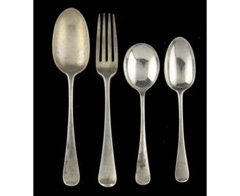 MISCELLANEOUS SILVER FLATWARE, GEORGE III AND LATER  Old English and Fiddle and Thread patterns, various makers and dates and