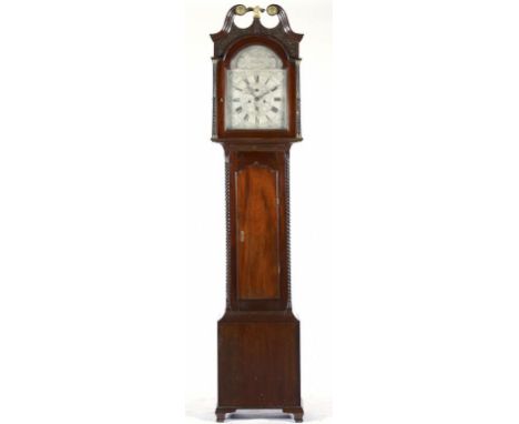 A SCOTTISH MAHOGANY EIGHT DAY LONGCASE CLOCK, WILLIAM YOUNG PERTH, 19TH C  the breakarched and silvered dial with twin subsid