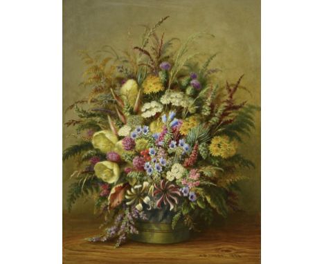 ALBERT DURER LUCAS (1828-1919) SUMMER FLOWERS  signed and dated 1878, oil on canvas, 39.5 x 30cm++In ready to hang gallery co