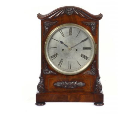 A GEORGE IV MAHOGANY AND BRASS INLAID BRACKET CLOCK, LANGFORD BRISTOL, C1830  with engraved and silvered dial, blued steel ha