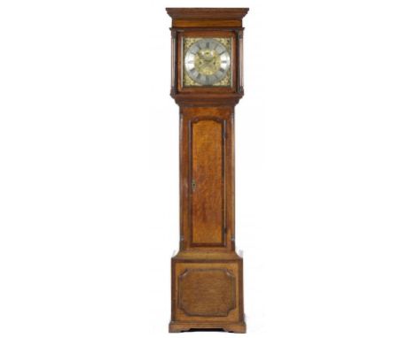 A GEORGE III OAK AND CROSSBANDED EIGHT DAY LONGCASE CLOCK CHARLES BANNISTER, POINTON, EARLY 19TH C the brass dial with engrav