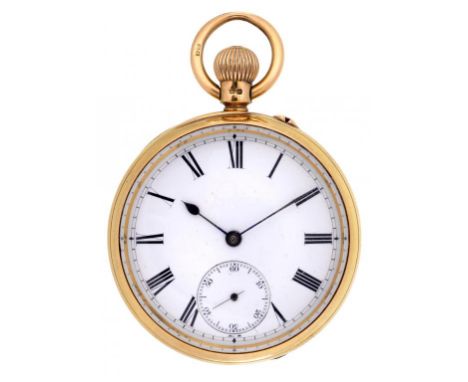 AN 18CT GOLD KEYLESS LEVER WATCH THOMPSON & VINE LONDON  No 25827 with enamel dial, bi-metallic balance, backplate engraved T