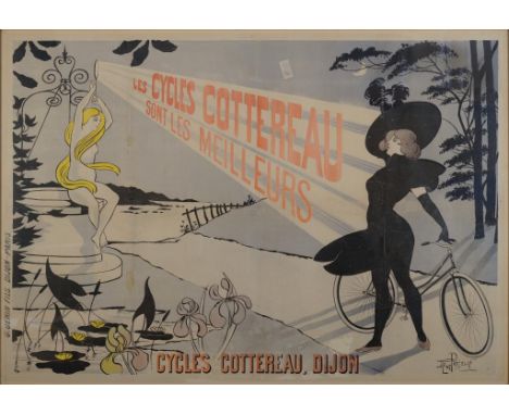 RENEE PREJELAN (1877-1968) LES CYCLES COTTEREAU SONT LES MEILLEURS, 1898 lithograph poster by G Gérin Fils Dijon-Paris, 99 x 