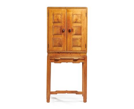 ANTHONY MINOPRIO (1900–1988) (DESIGNER), PETER WAALS (1870-1937) (MAKER) COCKTAIL CABINET, CIRCA walnut, with chequer beaded 