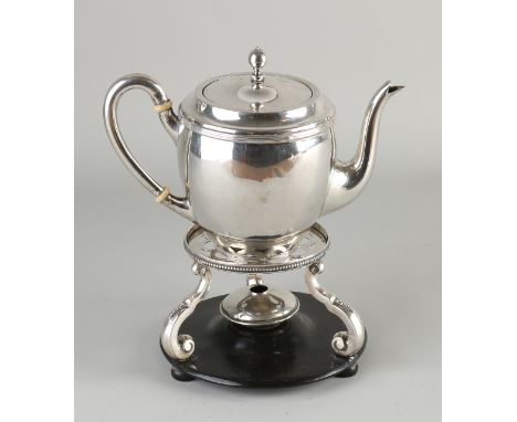 Silver jug ??with stove, 833/000, jug decorated with fillet edges, MT.: JM van Kempen, Voorschoten, jl.: H:1917.&nbsp;20x11x1
