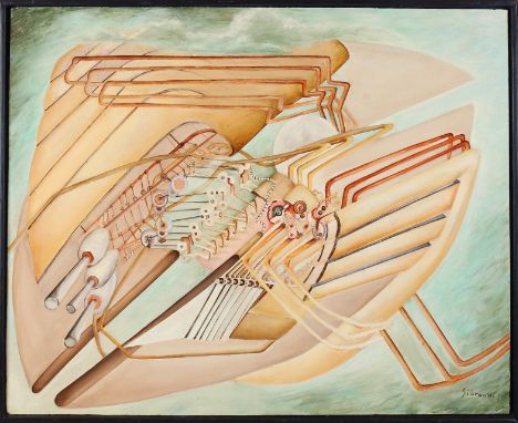 Feike Sijbrandt (Sibrandt).&nbsp;Leeuwarden '72.&nbsp;Verso title.&nbsp;Surrealistic representation.&nbsp;Oil paint on panel.
