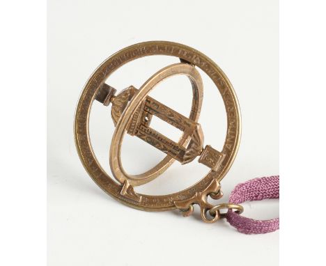 Antique brass nautical instrument.&nbsp;Universal Equinoctia ring.&nbsp;Portable sundial.&nbsp;19th century.&nbsp;Dimensions: