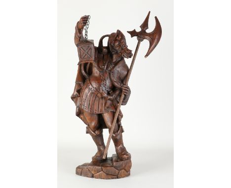 Antique German softwood carved city guard.&nbsp;Monogram ORW Gesetzlich Schützt.&nbsp;First half 20th century.&nbsp;Dimension