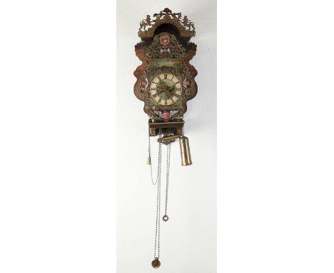 18th century Frisian chair clock with alarm.&nbsp;Later painting.&nbsp;Otherwise in good condition.&nbsp;Dimensions: 73 cm.