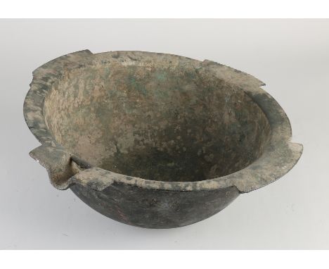 Large Persian oil lamp.&nbsp;Soil find Luristan/Iran.&nbsp;Probably for Christ.&nbsp;Dimensions: 17 x Ø 35 cm.&nbsp;In good c