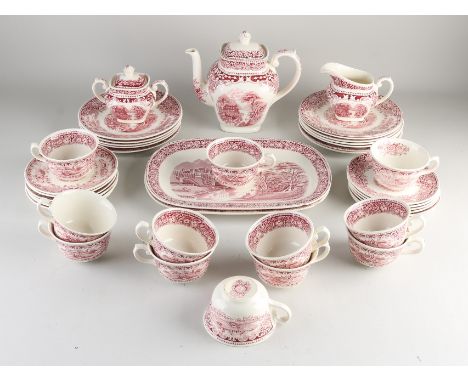 Antique Dutch Petrus Regout Maastricht ceramic breakfast service.&nbsp;Circa 1880. With landscape decor.&nbsp;Cambridge Caste