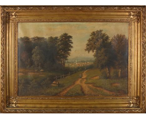 Langa '72.&nbsp;German school.&nbsp;Circa 1880. Landscape with a threshing face and a walker.&nbsp;Small damage.&nbsp;Dimensi