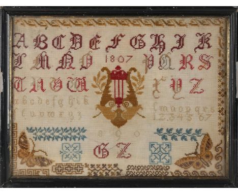 Early 19th century Dutch sampler/letterlap.&nbsp;Anno 1807. Dimensions: H 40 x W 54 cm.&nbsp;In good condition.