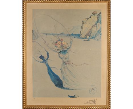 Salvador Dali, 1976. 1904 - 1989. No.&nbsp;407/500.&nbsp;female figure.&nbsp;Some moisture stains.&nbsp;Lithograph on paper.&