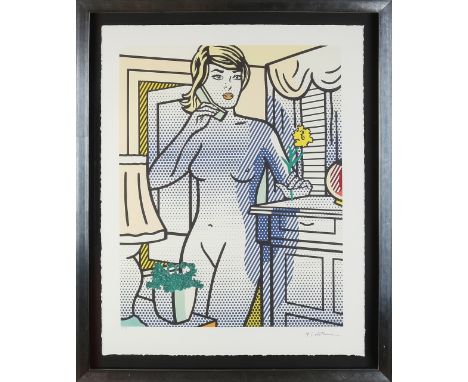Roy Lichtenstein.&nbsp;Naked lady on the phone.&nbsp;No.&nbsp;3/199.&nbsp;Lithograph on paper.&nbsp;Dimensions: H 71 x W 56 c
