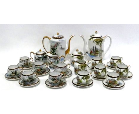 A 20th century Japanese dinner service by Soko - six place settings, comprising two tureens, cruet, gravy boat, teapot, sucri