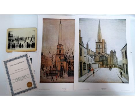 After L.S. LOWRY Burford Church Limited edition lithograph 105/1,500 With a blind stamp for Grove Fine Art Unframed  Picture 